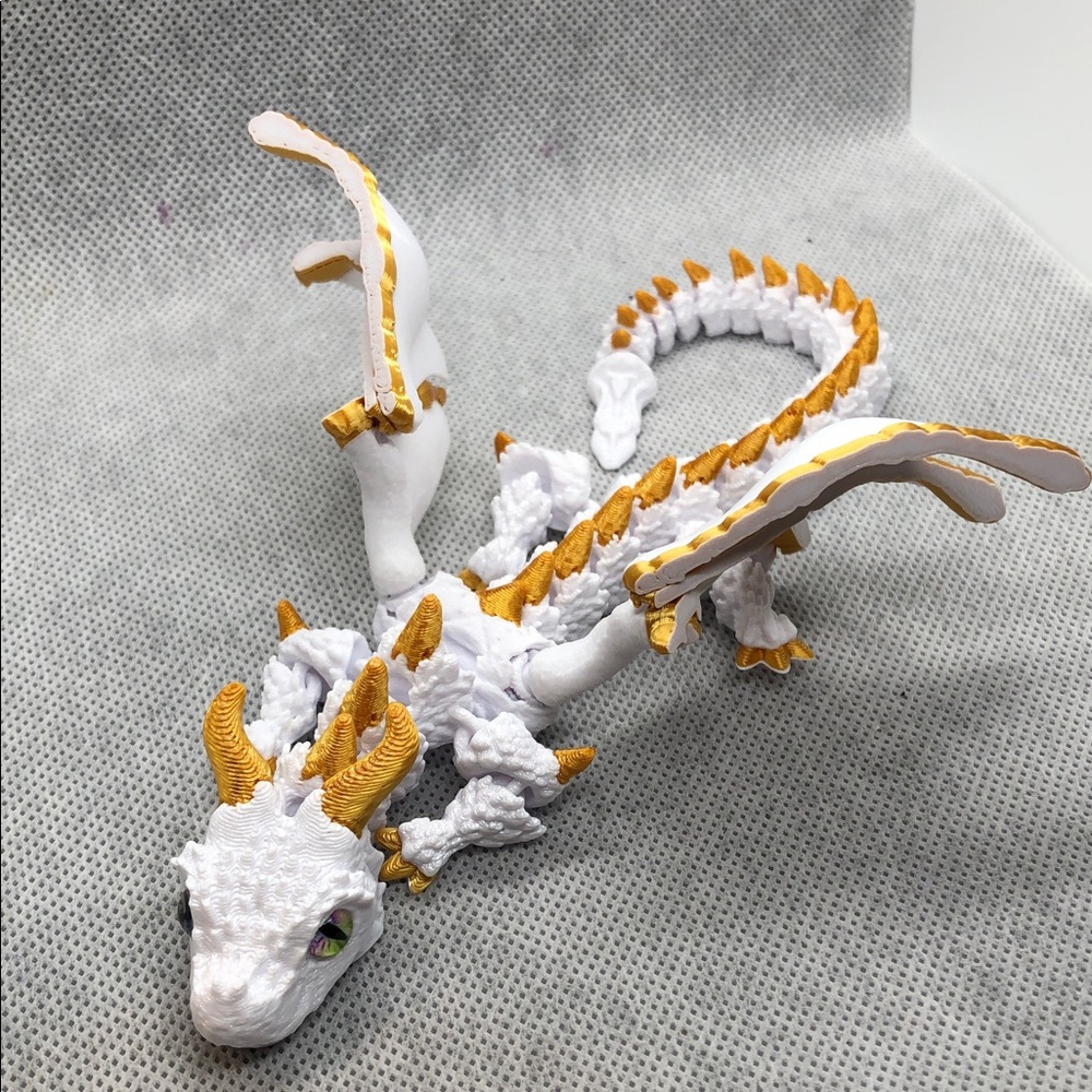 3D print White and Gold Dragon Reptile Ornament
